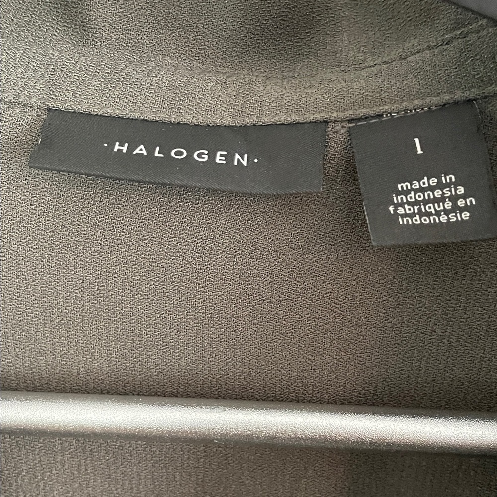 Halogen Women's Dark Olive Polyester Button Down … - image 2